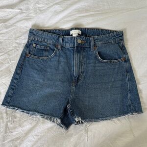 H&M High-Rise Dark Blue Denim Shorts -